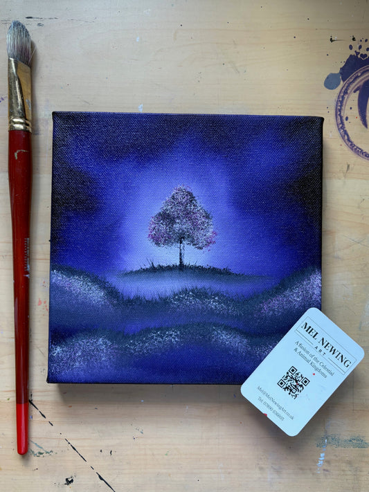 Tree Art. Blossom on grass.